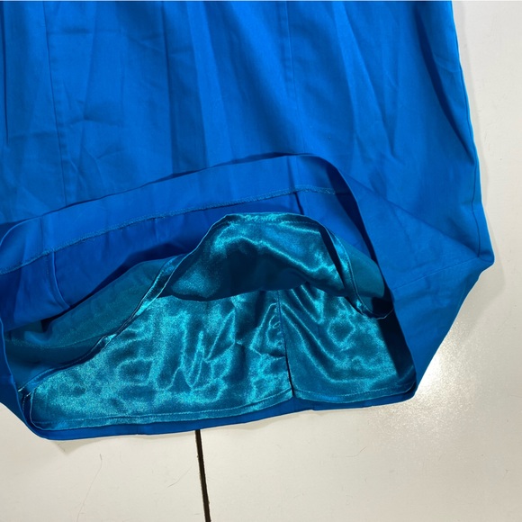 Ted Baker London Vibrant Blue V-Neck Ruffle Neck/Sleeves Cotton Cocktail Dress M - Picture 8 of 16